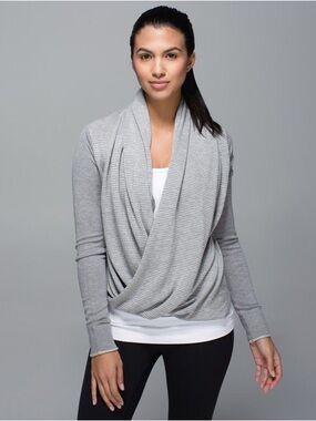 Lululemon Gray Draped Long Sleeve Top